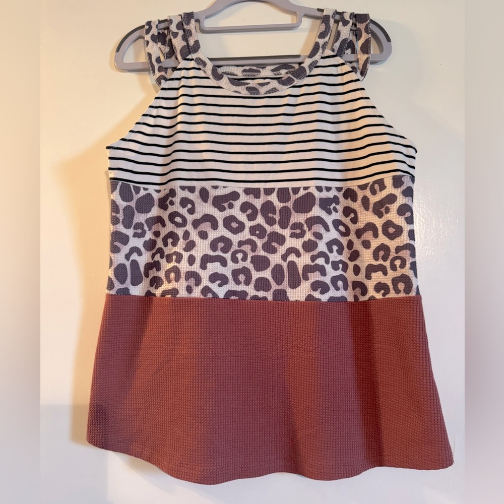 EUC Striped and Leopard Print Tank Top